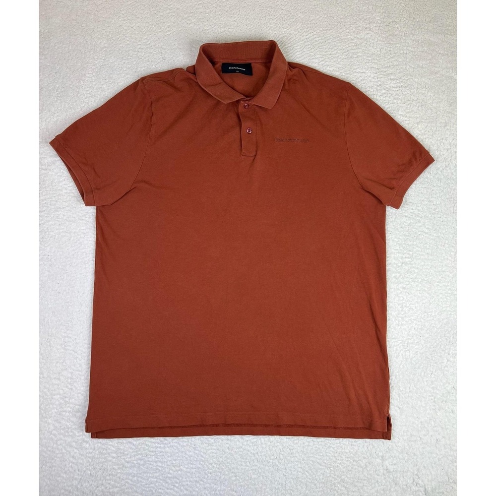 Peak Performance Polo Shirt Mens 2XL‎ Orange Solid Cotton Casual Knit Original